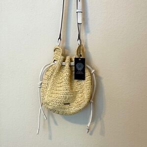 Vince Camuto Cream Crochet Drawstring Crossbody Pouch